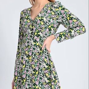Other Stories - Floral Long Sleeve Midi Dress in Multicolor - NWT